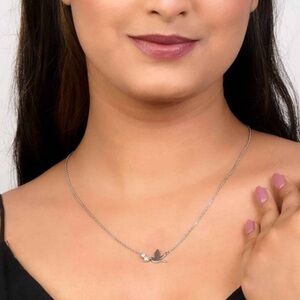 Bird of Peace Dove and CZ silver plated necklace. New.